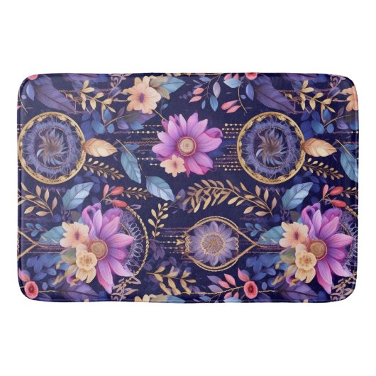 Bloemen droomvanger boho donkere veer paarse badmat (Voorkant)