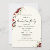 Bloemen Dubbele Graduation Party Twin Afstuderen Kaart (Voorkant)