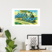 Bloemen, duiken en trein poster (Thuiskantoor)