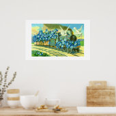 Bloemen, duiken en trein poster (Keuken)