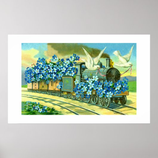Bloemen, duiken en trein poster (Voorkant)
