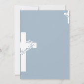 Bloemen Dusty Blue Cross minimalistische doop Kaart (Achterkant)