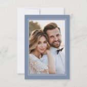 Bloemen Dusty Blue Elegant Wedding Foto Bedankkaart (Voorkant)
