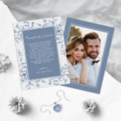 Bloemen Dusty Blue Elegant Wedding Foto Bedankkaart