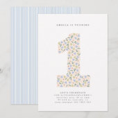 Bloemen Eén Eerste Verjaardag Uitnodigen Kaart (Voorkant / Achterkant)