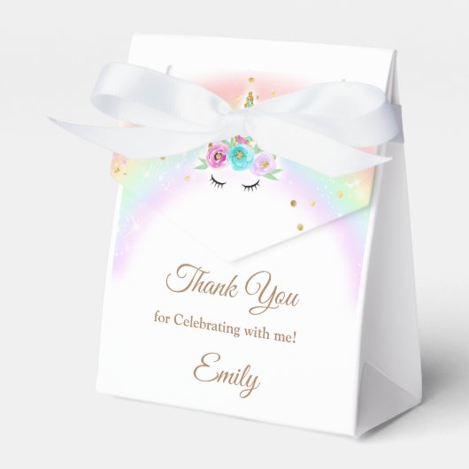Bloemen eenhoorn gunstzakken bedankdoosjes (Voorkant Zijde)