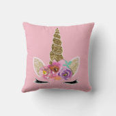 Bloemen Eenhoorn Horn Modern Girly Glam Sparkle Kussen (Achterkant)