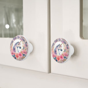 Bloemen eenhoorn sprookje keramische knop
