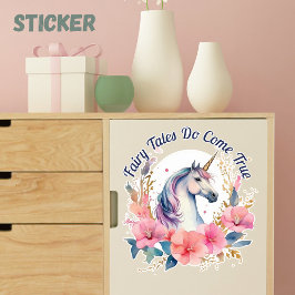 Bloemen eenhoorn sprookje sticker