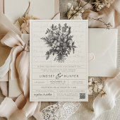 Bloemen Eenvoudige Christelijke QR Code Trouwen Kaart