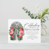 Bloemen Eenvoudige Kalligrafie Viering van het Lev Kaart (Staand voorkant)