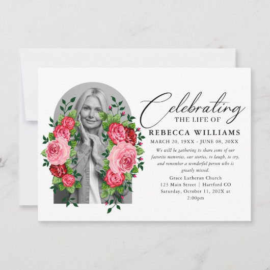 Bloemen Eenvoudige Kalligrafie Viering van het Lev Kaart (Voorkant)