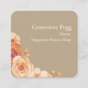 Bloemen Eenvoudige Minimalistische  Bloemist Vierkante Visitekaartje