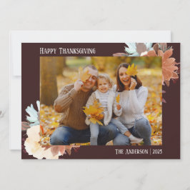 Bloemen Eenvoudige Moderne Thanksgiving familiefot Feestdagenkaart