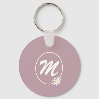 Bloemen eenvoudige monogram sleutelhanger