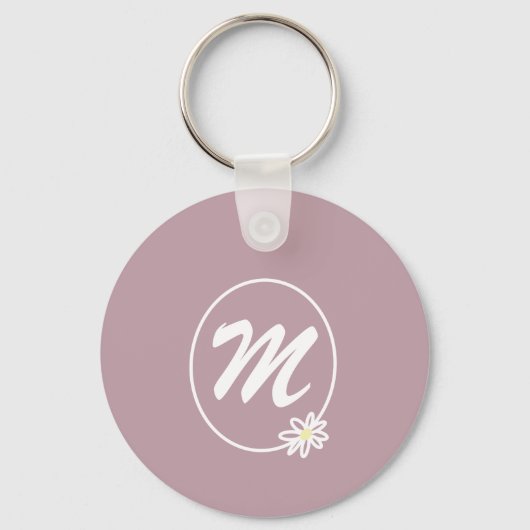 Bloemen eenvoudige monogram sleutelhanger (Voorkant)