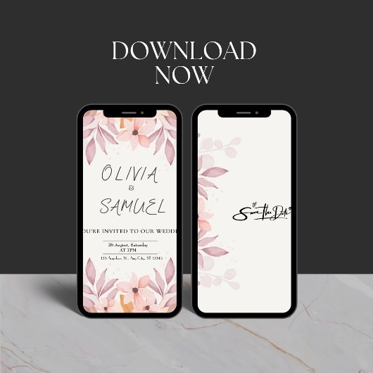 Bloemen & eenvoudige Uitnodiging bruiloft uitnodig