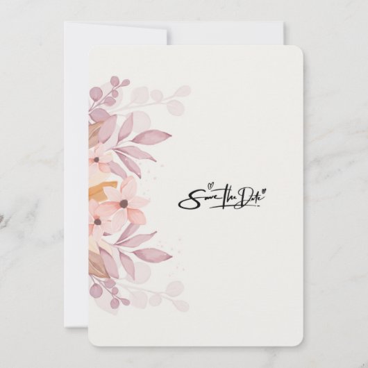 Bloemen & eenvoudige Uitnodiging bruiloft uitnodig (Achterkant)