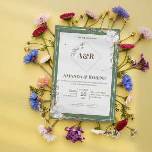 Bloemen Eenvoudige Uitnodiging van het Huwelijk