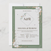 Bloemen Eenvoudige Uitnodiging van het Huwelijk (Voorkant)