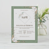 Bloemen Eenvoudige Uitnodiging van het Huwelijk (Staand voorkant)