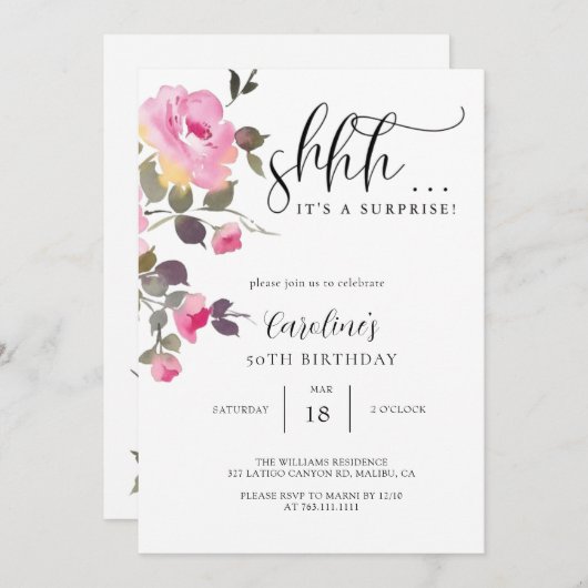 Bloemen Eenvoudige Verrassing Verjaardagsfeest Kaart (Voorkant / Achterkant)