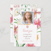 Bloemen Eerste Heilige Communie Foto Bedankkaart (Voorkant / Achterkant)