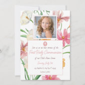 Bloemen Eerste Heilige Communie Foto Kaart (Voorkant)