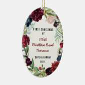 Bloemen eerste kerst in nieuw huis | Nieuw adres Keramisch Ornament (Rechts)