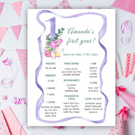 Bloemen eerste verjaardag mijlpaal verjaardag poster