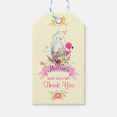 Bloemen, Ei, Bunny & Flamingo Baby shower Bedankt Cadeaulabel (Voorkant)