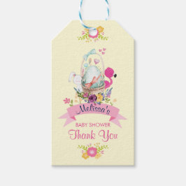 Bloemen, Ei, Bunny & Flamingo Baby shower Bedankt Cadeaulabel
