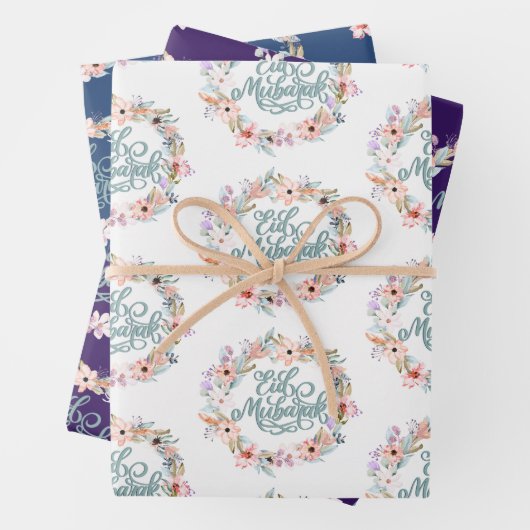 Bloemen Eid Mubarak Gift Inpakpapier Vel (In situ)
