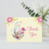 Bloemen, Eieren, Flamingo en Bunny Waterverf Bedan Kaart (Staand voorkant)