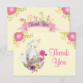 Bloemen, Eieren, Flamingo en Bunny Waterverf Bedan Kaart (Voorkant / Achterkant)