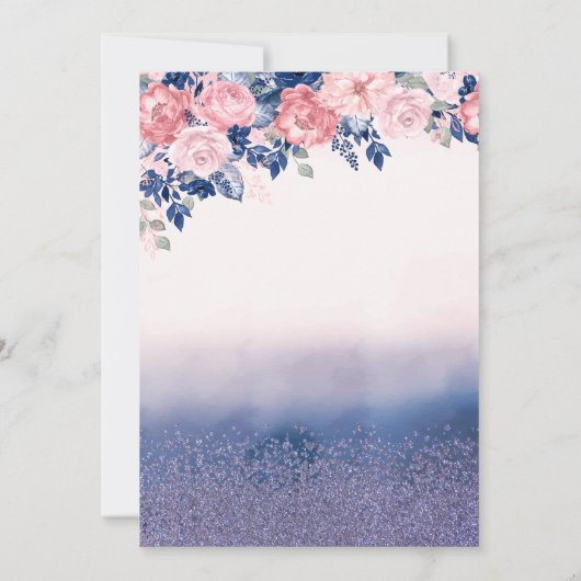 Bloemen, Eiffel Tower Butterfly Ombre Quinceanera Kaart (Achterkant)