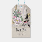  bloemen, Eiffel Tower en Burlap Wedding Cadeaulabel (Voorkant)