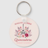 Bloemen Eiffeltoren Quinceanera Sleutelhanger (Voorkant)