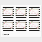 Bloemen & Eiffeltoren Verjaardagsfeest Vierkante Sticker (Vel)