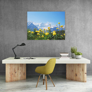 Bloemen   Eiger Monch Swiss Alps Canvas Afdruk