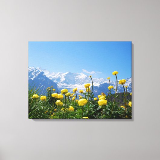 Bloemen | Eiger Monch Swiss Alps Canvas Afdruk (Voorkant)