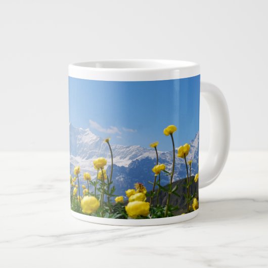 Bloemen | Eiger Monch Swiss Alps Grote Koffiekop (Voorkant rechts)