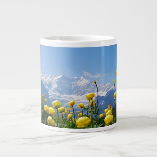 Bloemen | Eiger Monch Swiss Alps Grote Koffiekop (Voorkant)