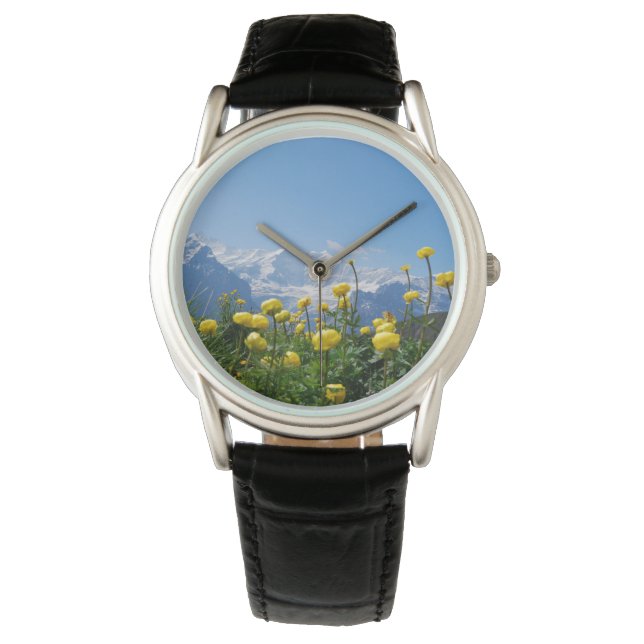 Bloemen | Eiger Monch Swiss Alps Horloge (Voorkant)