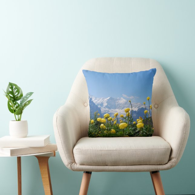Bloemen | Eiger Monch Swiss Alps Kussen (Stoel)