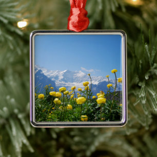 Bloemen Eiger Monch Swiss Alps Metalen Ornament