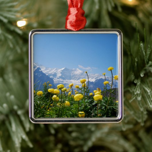 Bloemen | Eiger Monch Swiss Alps Metalen Ornament (Boom)