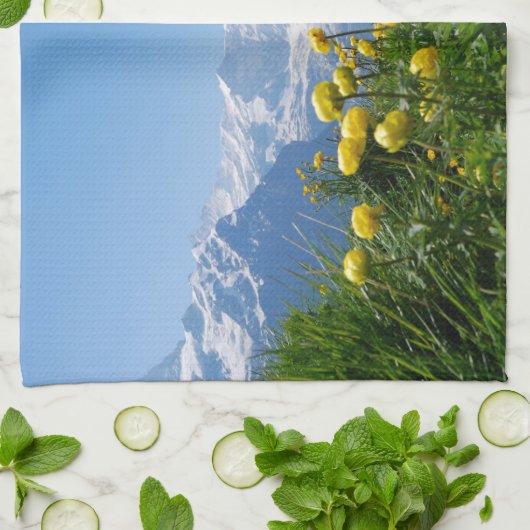 Bloemen | Eiger Monch Swiss Alps Theedoek (Gevouwen)