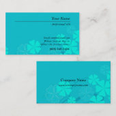 Bloemen, elegant, blauw visitekaartje (Voorkant / Achterkant)