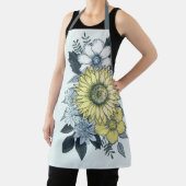 Bloemen Elegant Blauw Zonnebloem Boeket Schort (Insitu)